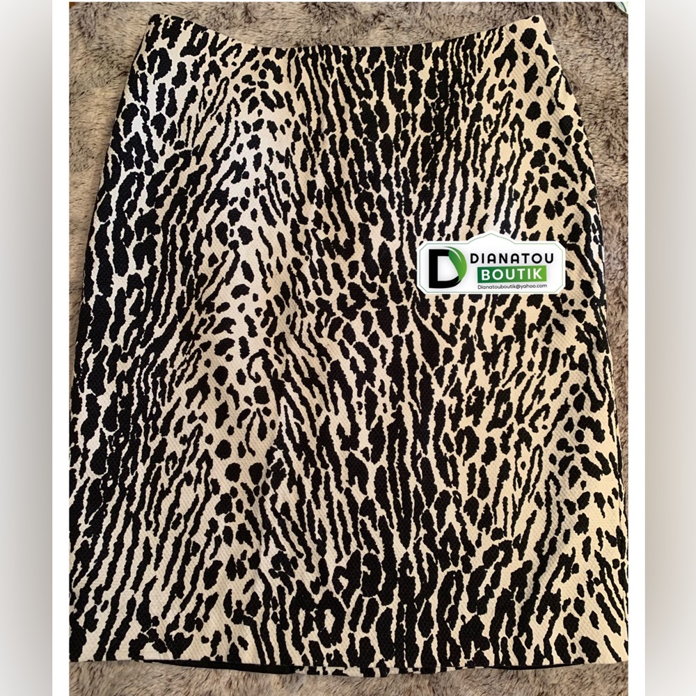 Talbots Black & White Animal Print Straight Pencil Skirt
